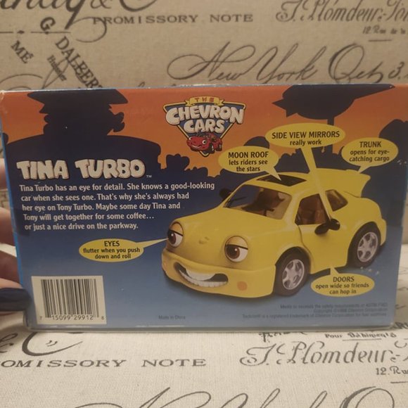 Yellow Chevron Cars Tina Turbo Toy Car 1998 - Picture 2 of 6